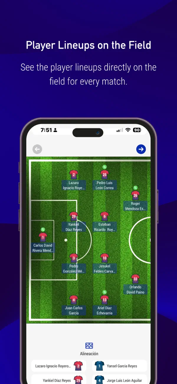 Captura de la app Fútbol Base Internacional