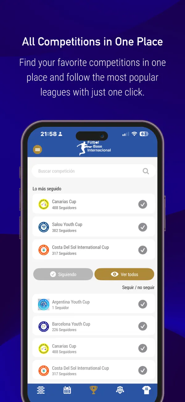 Captura de la app Fútbol Base Internacional