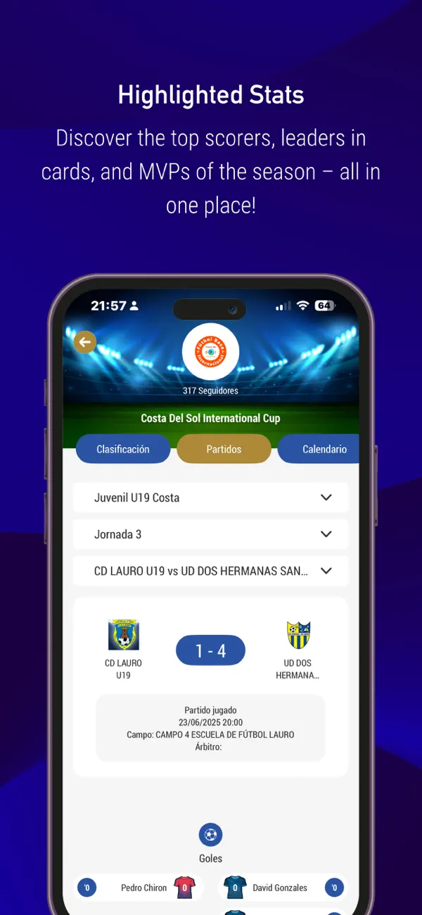 Captura de la app Fútbol Base Internacional